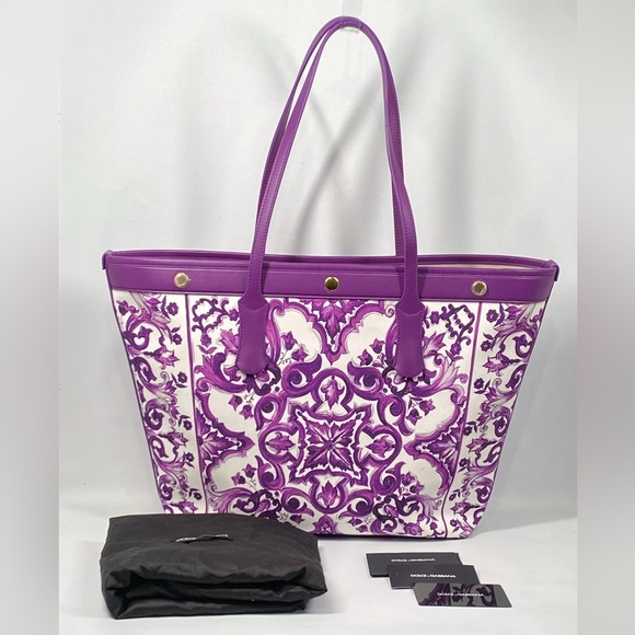 Dolce&Gabbana Majolica-Print Canvas Shopping Tote Bag - Picture 5 of 16